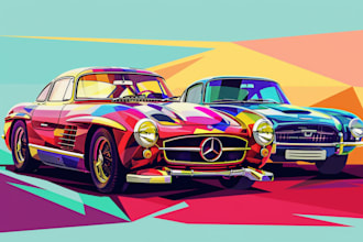 make pop art illustration of your car or any vehicle