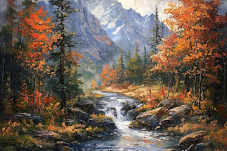 paint landscape in real oil painting