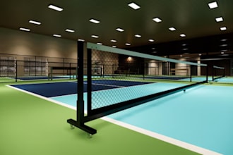 create 3d padel court, sport field with 3d rendering