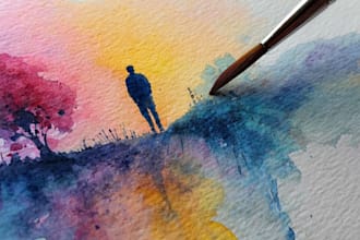 design watercolor illustration and watercolor portrait