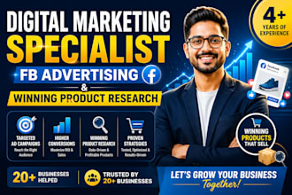 be your digital marketing specialist fb advertising winning product research