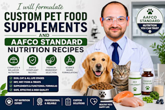 formulate custom pet food supplements and aafco standard nutrition recipes