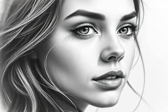 draw a custom pencil or charcoal portrait