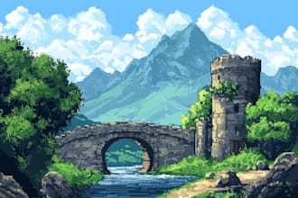 draw you professional pixel art scene and background