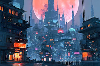 design original sci fi city concept art futuristic