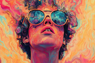 create colorful psychedelic and trippy style illustration