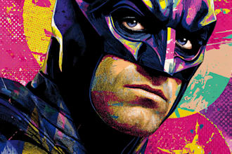 illustrate a superhero pop art