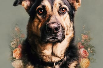 create a memorial pet portrait for engraving