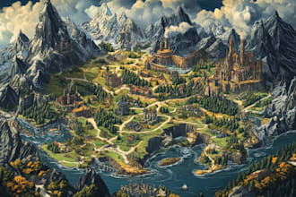 vector map illustration fantasy map design city map