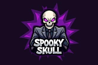 design outstanding spooky skull logo  with express delivery