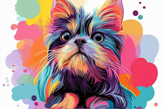draw your pet into a very amazing vector pop art