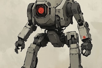 amazing character mecha robot illustration