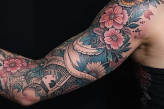 amazing tattoo design, realistic sleeve tattoo design