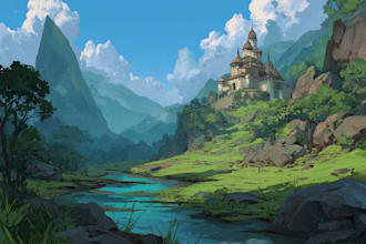 draw a natural landscape and background illustration