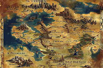 create fantasy map of a fictional world
