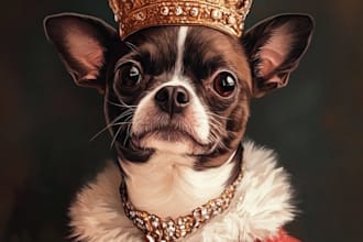 create a custom pet portrait, dog portrait cat portrait