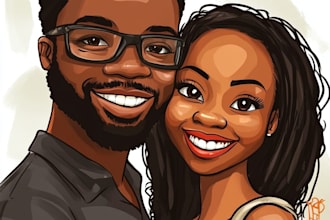 make an awesome couple caricature, wedding group caricature