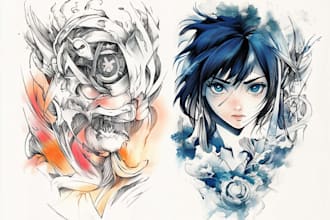 design custom anime tattoo or manga tattoo design