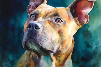 create a custom watercolor pet portrait or pet painting