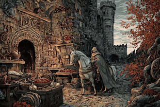 make a medieval woodcut style illustration