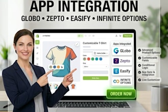 integrate globo, zepto, easify, infinite options apps for your shopify store