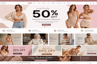 design shopify knitwear store, clothing website, crochet clothing store