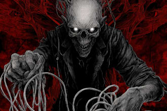 create a horror metal cover illustration with manual drawing