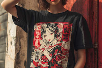 create a japanese t shirt illustration
