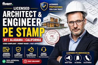 create licensed architect and engineer pe stamp new york, california, alabama