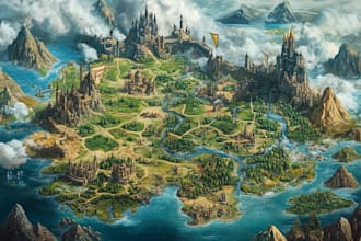 create fantasy map of a fictional world