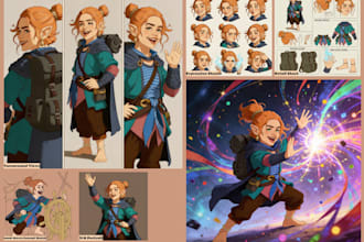 create a complex character design sheet