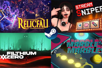 create scifi game steam capsule art, fps game key art cyberpunk cover art banner