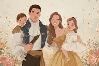 design a professional disney family portrait