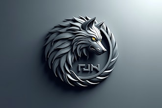 do unique modern low wolf head 3d logo design 1 day