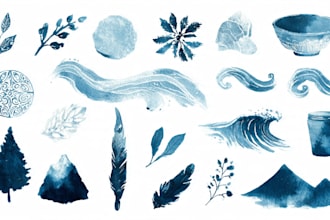 create unique watercolor hand drawn icons and illustrations