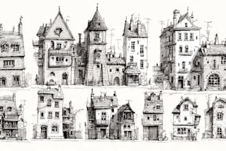 sketch houses and buildings