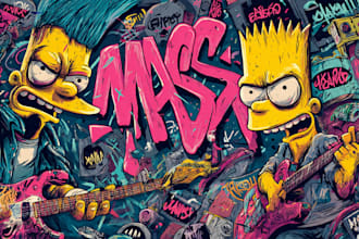 draw crazy cartoons, album cover, punk, rock, hiphop etc