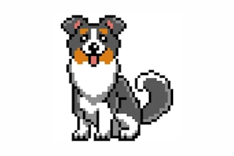 design a custom dog pixel art logo and retro 8 bit mascot branding