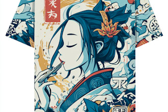 create a japanese t shirt illustration