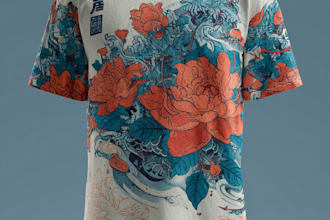 do a japanese t shirt illustration