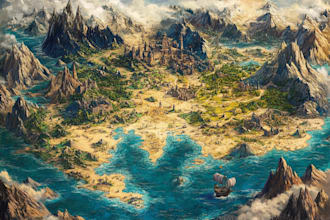 vector map illustration fantasy map design city map