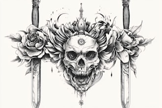 design custom 3d tattoo illustration realistic depth style