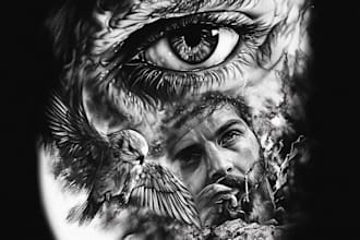 create custom sketchy tattoo illustration rough style art