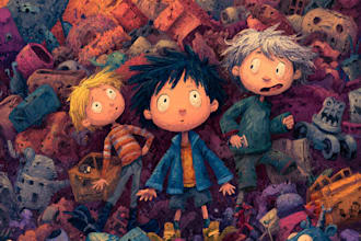 create whimsical children book illustration