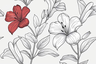illustrate custom flower line art illustration