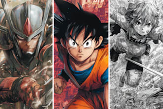 draw a comic book, cover art or manga in anime style