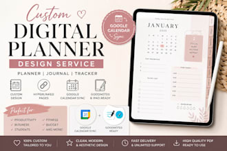 design custom digital planner, journal, and google calendar sync
