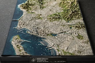 model shade 3d relief map city map city terrain and  printable 3d city model