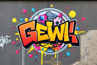create graffiti throw up, graffiti bubble for your logo