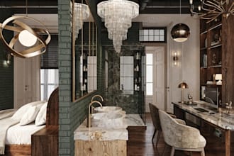 3d interior design for bedroom, bathroom,and office space
